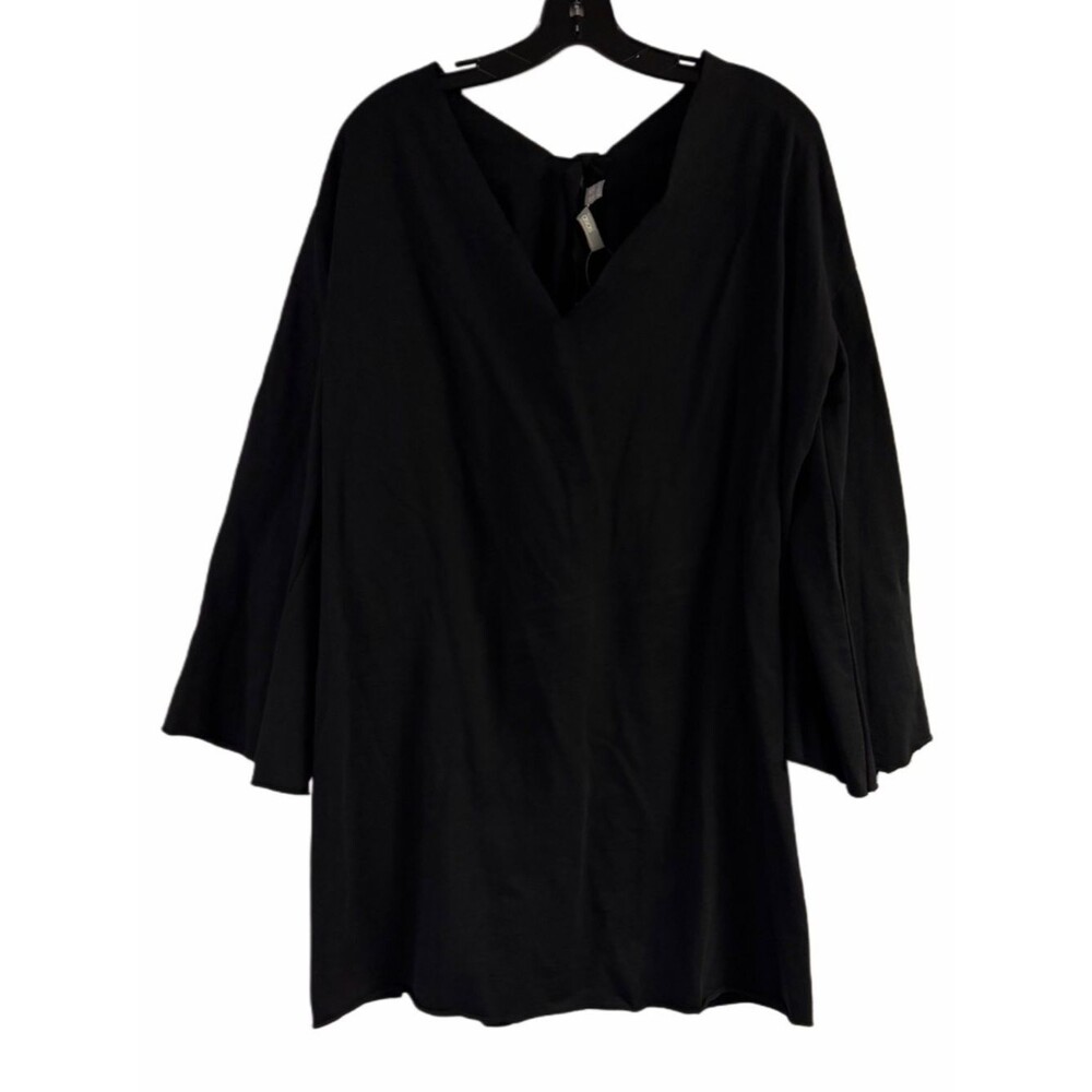 NWT ASOS Curve Oversized Black V-Neck Tie Back Sweatshirt Dress Size 12